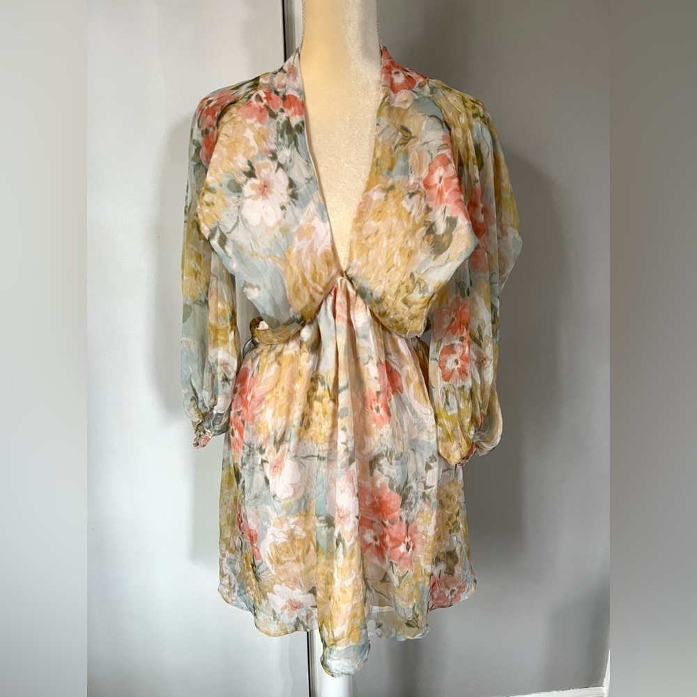NWT All About May Woman’s Pastel Sheer Lightweight Boho Polyester Dress Size 6 - Picture 1 of 16